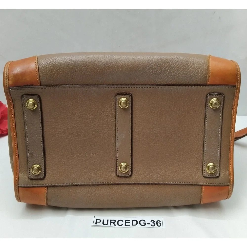 Dooney & Bourke Taupe Tan Pebbled Leather Doctor Satchel Bag - VTG Made in USA